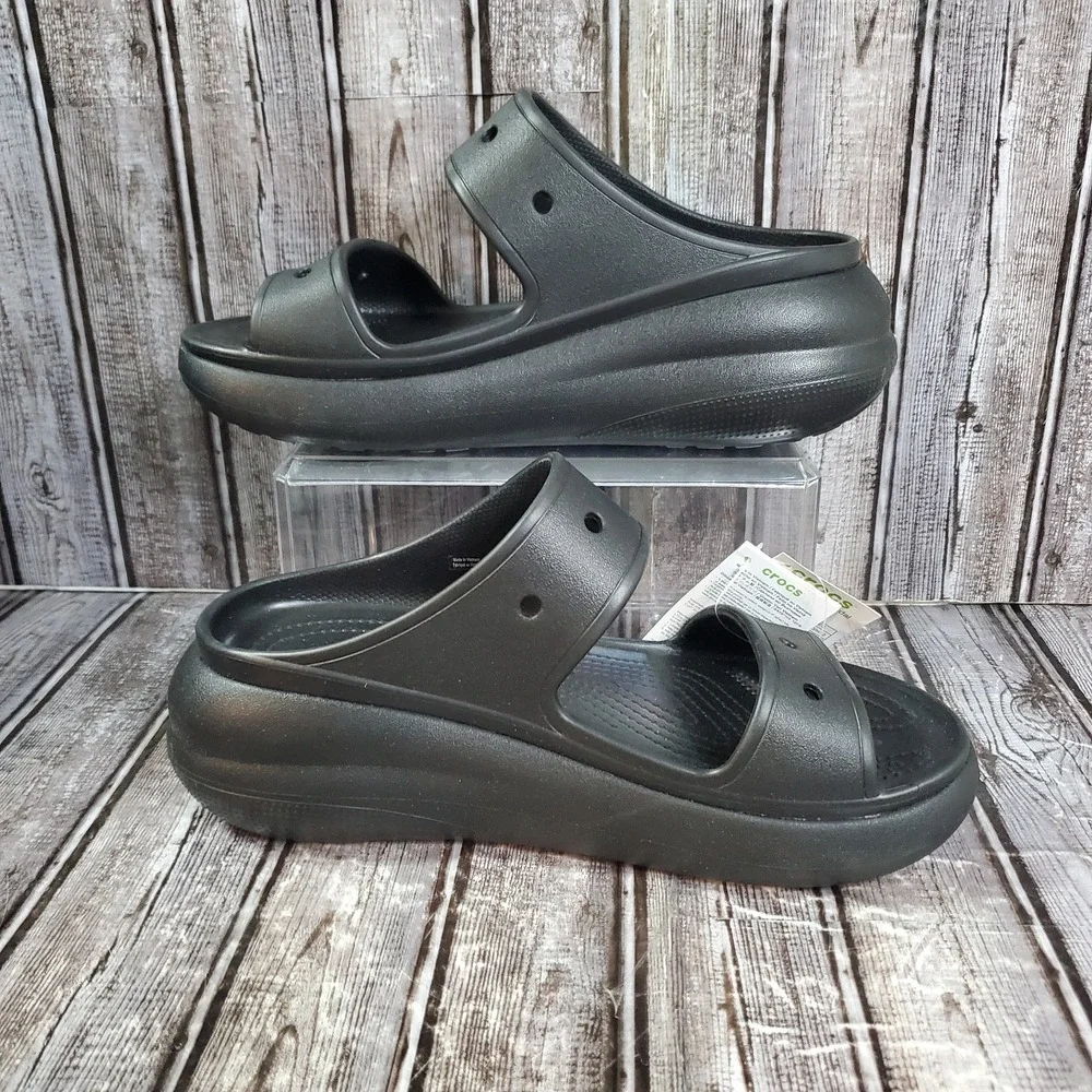 Crocs Men's Classic Crush Sandal Black Platform Slide Size 11